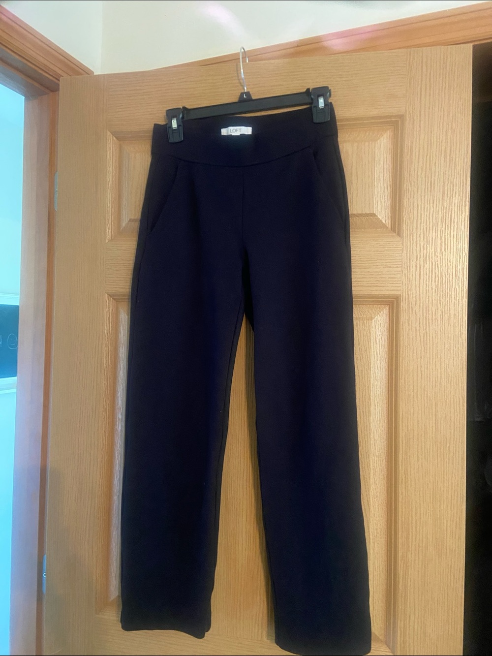 LOFT Black Wide Straight Ponte Pants